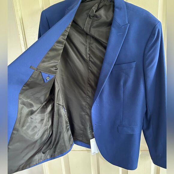 Mens 44 R Suit Jacket Sports Coat Blazer Office Work Wedding Groomsman Blue L - Picture 6 of 7